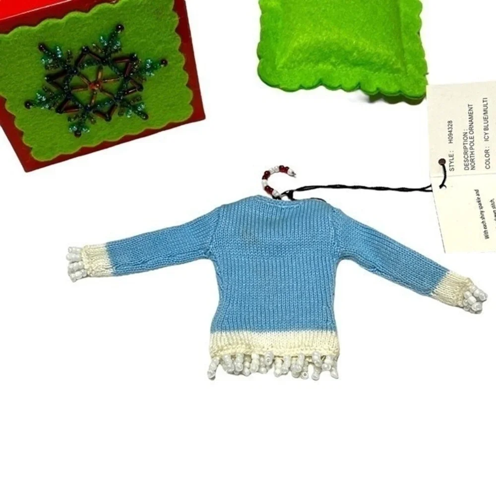Michael Simon North Pole Mini Sweater Ornament Icy Blue Multi H094328 Beaded Box